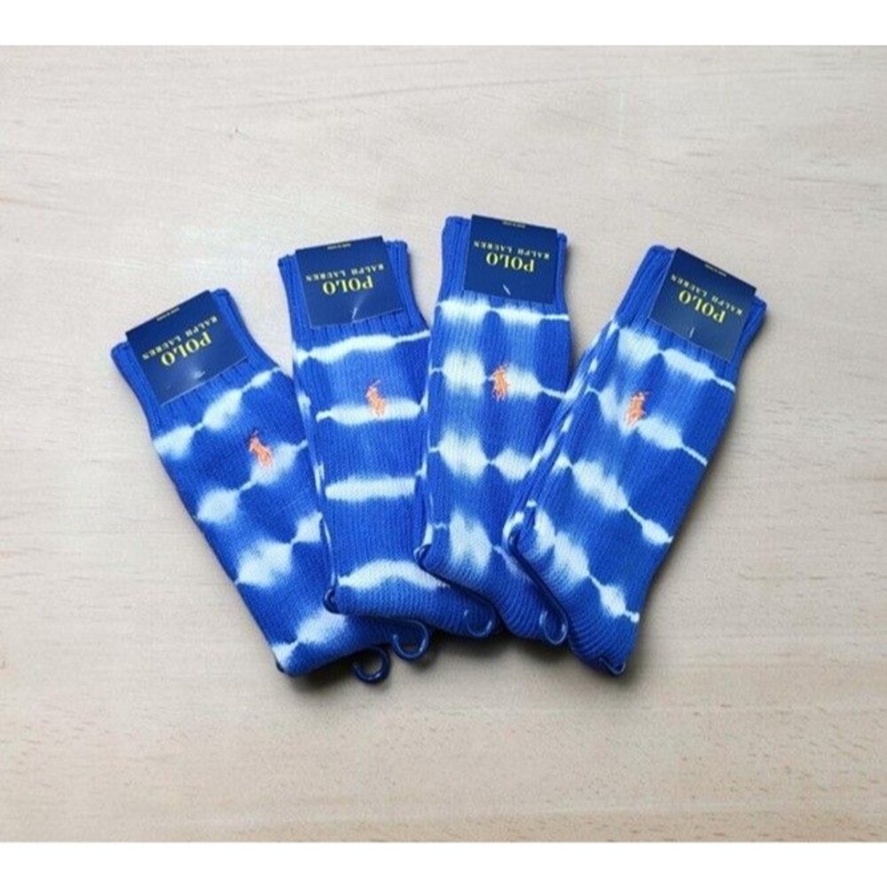 NWT Polo Ralph Lauren Tie Dye Crew Socks Blue Tie Dye 1 Pair Men's Size 10-13